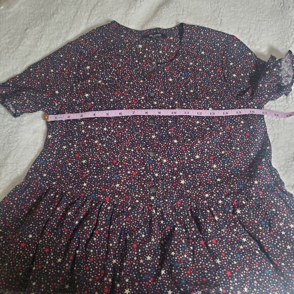 Madewell Studio Ruffle-Hem Top in Starry Night Black Star Print XXS 100% Cotton - Picture 13 of 16